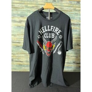 Netflix Stranger Things Hellfire Club T-Shirt 2XL Black Excellent Graphic Tee